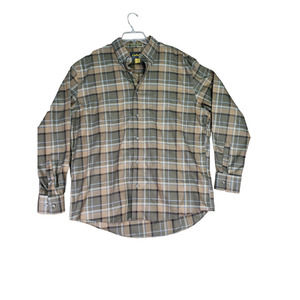 Cabela's Men's Button Up Shirt Long Sleeve Olive Plaid Size XL Collared